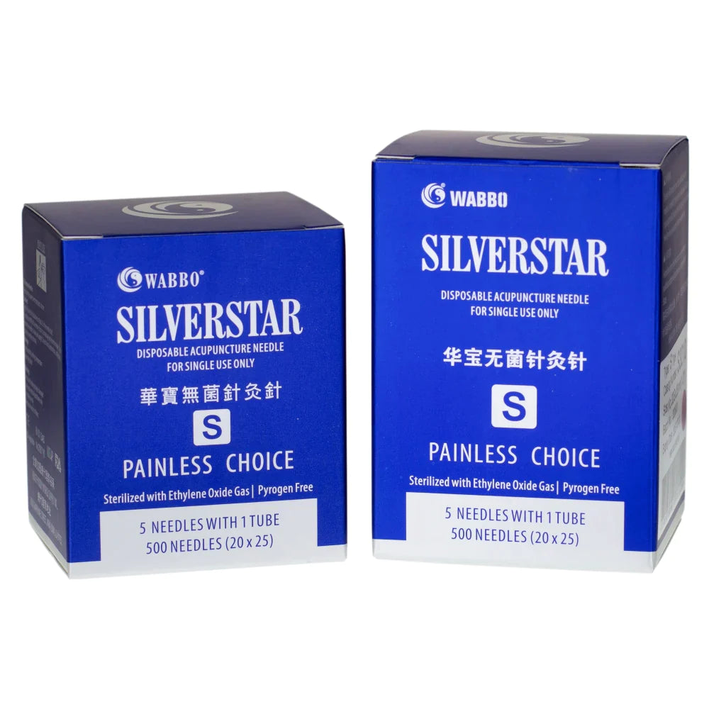 S3410 SilverStar 0.22 x 25mm (1.0") Acupuncture Needles (5 Needles/Tube, 500 PCS/Box) 华宝牌 (5针/管,500支)